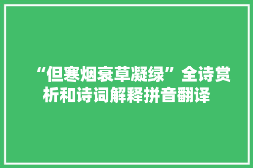 “但寒烟衰草凝绿”全诗赏析和诗词解释拼音翻译