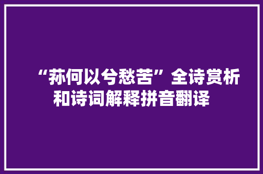 “荪何以兮愁苦”全诗赏析和诗词解释拼音翻译 “荪何以兮愁苦”全诗赏析和诗词解释拼音翻译