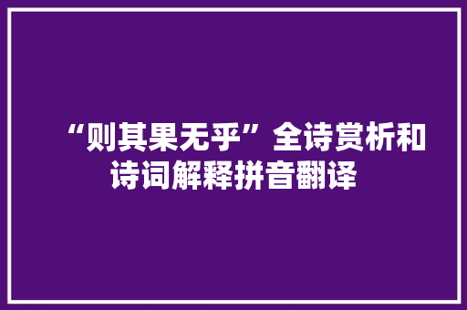 “则其果无乎”全诗赏析和诗词解释拼音翻译