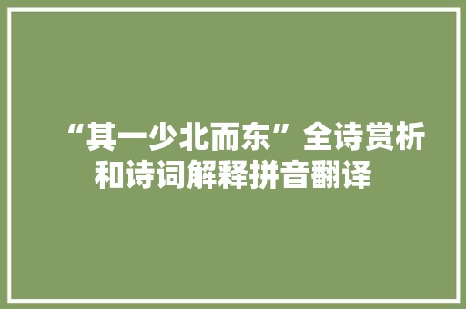 “其一少北而东”全诗赏析和诗词解释拼音翻译