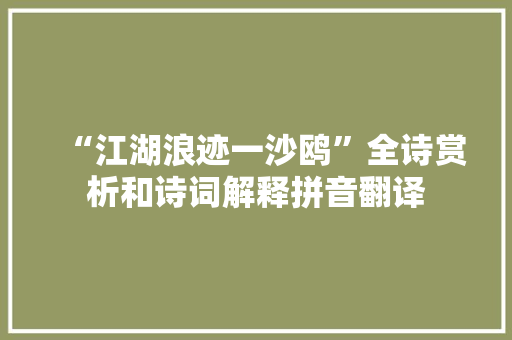 “江湖浪迹一沙鸥”全诗赏析和诗词解释拼音翻译