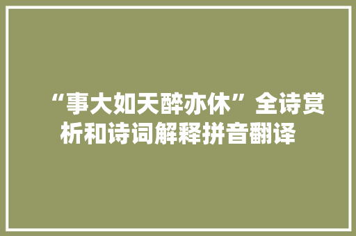 “事大如天醉亦休”全诗赏析和诗词解释拼音翻译