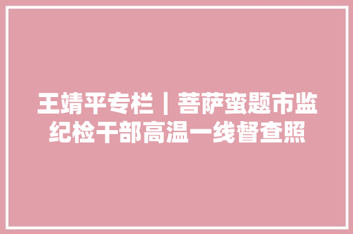 王靖平专栏｜菩萨蛮题市监纪检干部高温一线督查照