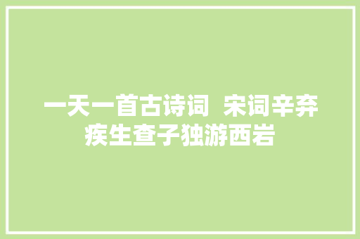 一天一首古诗词  宋词辛弃疾生查子独游西岩