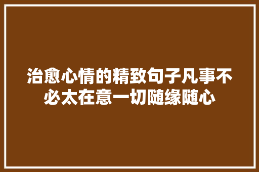 治愈心情的精致句子凡事不必太在意一切随缘随心