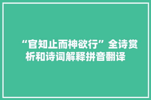 “官知止而神欲行”全诗赏析和诗词解释拼音翻译