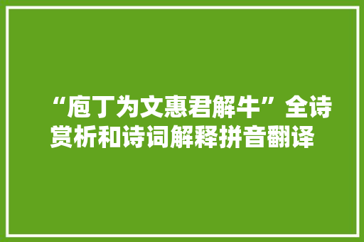 “庖丁为文惠君解牛”全诗赏析和诗词解释拼音翻译 “庖丁为文惠君解牛”全诗赏析和诗词解释拼音翻译