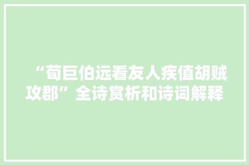 “荀巨伯远看友人疾值胡贼攻郡”全诗赏析和诗词解释拼音翻译