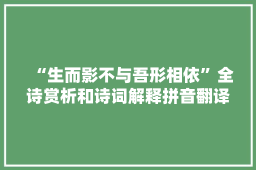 “生而影不与吾形相依”全诗赏析和诗词解释拼音翻译