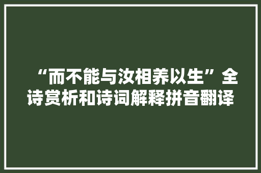 “而不能与汝相养以生”全诗赏析和诗词解释拼音翻译