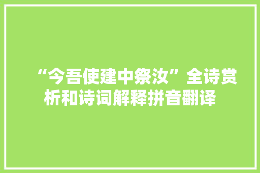 “今吾使建中祭汝”全诗赏析和诗词解释拼音翻译