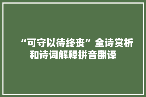 “可守以待终丧”全诗赏析和诗词解释拼音翻译
