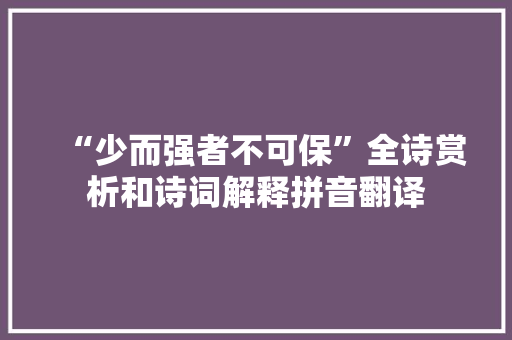 “少而强者不可保”全诗赏析和诗词解释拼音翻译