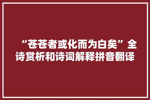 “苍苍者或化而为白矣”全诗赏析和诗词解释拼音翻译