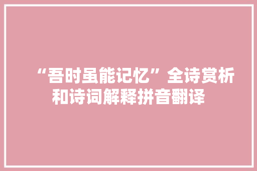 “吾时虽能记忆”全诗赏析和诗词解释拼音翻译