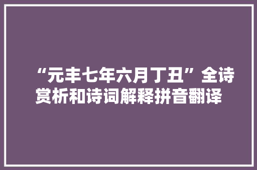 “元丰七年六月丁丑”全诗赏析和诗词解释拼音翻译