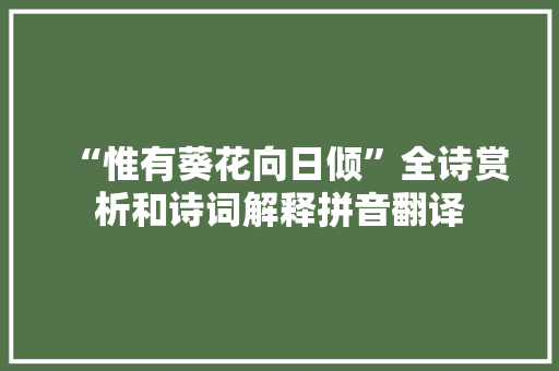 “惟有葵花向日倾”全诗赏析和诗词解释拼音翻译