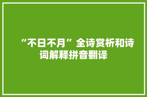 “不日不月”全诗赏析和诗词解释拼音翻译