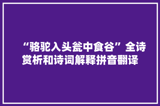 “骆驼入头瓮中食谷”全诗赏析和诗词解释拼音翻译