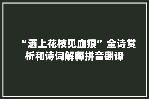 “洒上花枝见血痕”全诗赏析和诗词解释拼音翻译
