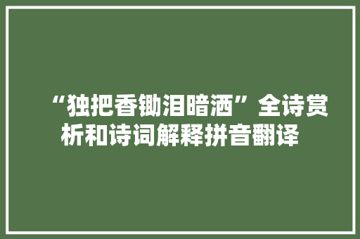 “独把香锄泪暗洒”全诗赏析和诗词解释拼音翻译