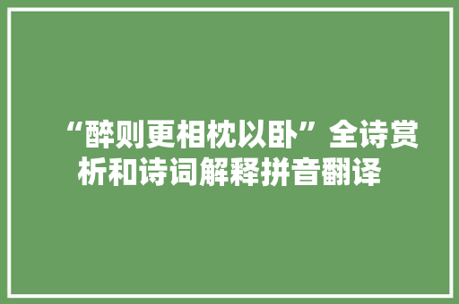 “醉则更相枕以卧”全诗赏析和诗词解释拼音翻译