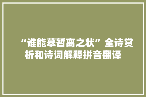 “谁能摹暂离之状”全诗赏析和诗词解释拼音翻译