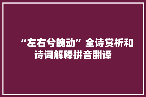 “左右兮魄动”全诗赏析和诗词解释拼音翻译