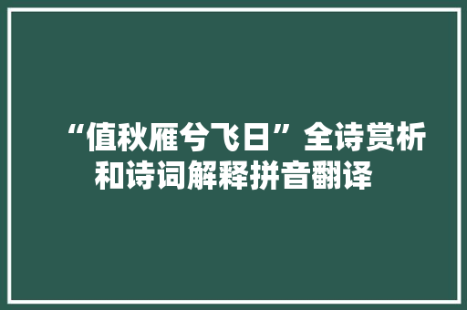 “值秋雁兮飞日”全诗赏析和诗词解释拼音翻译