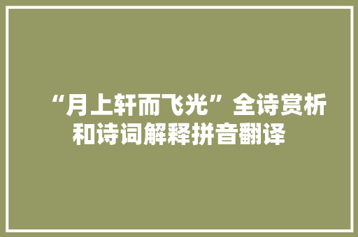 “月上轩而飞光”全诗赏析和诗词解释拼音翻译