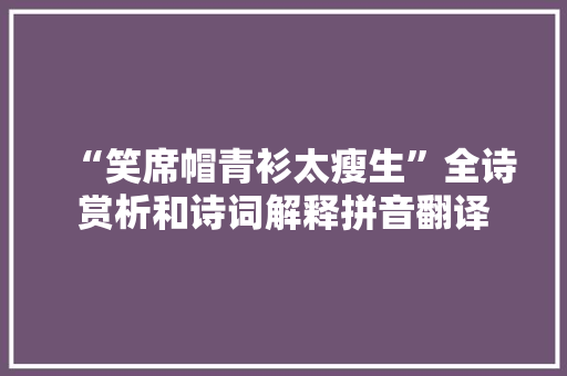 “笑席帽青衫太瘦生”全诗赏析和诗词解释拼音翻译