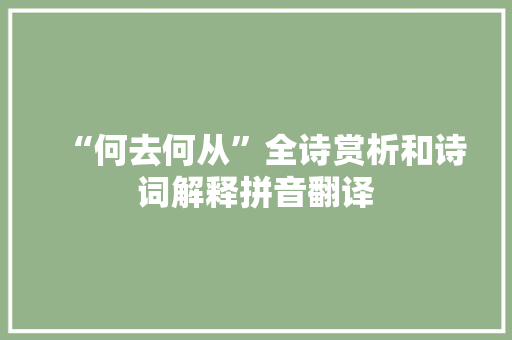 “何去何从”全诗赏析和诗词解释拼音翻译