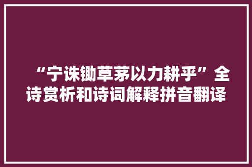 “宁诛锄草茅以力耕乎”全诗赏析和诗词解释拼音翻译