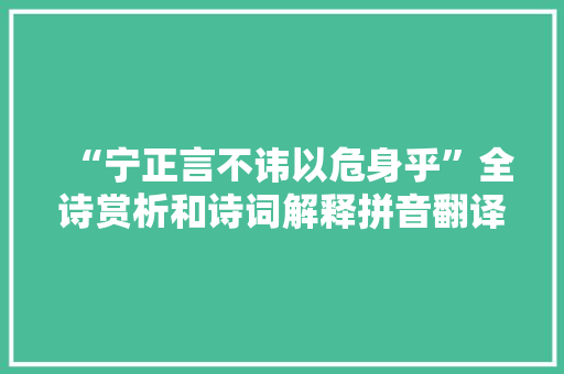 “宁正言不讳以危身乎”全诗赏析和诗词解释拼音翻译
