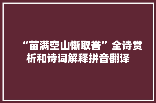 “苗满空山惭取誉”全诗赏析和诗词解释拼音翻译