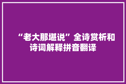 “老大那堪说”全诗赏析和诗词解释拼音翻译