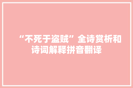 “不死于盗贼”全诗赏析和诗词解释拼音翻译
