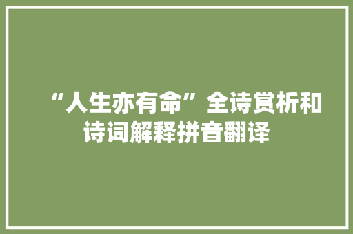 “人生亦有命”全诗赏析和诗词解释拼音翻译