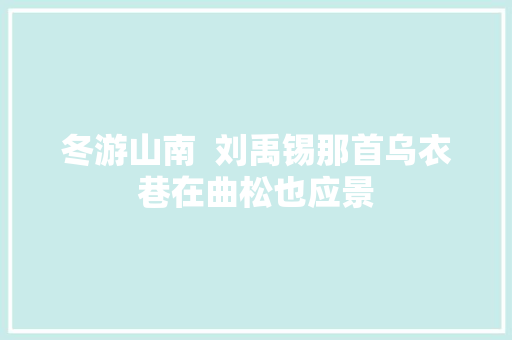 冬游山南  刘禹锡那首乌衣巷在曲松也应景