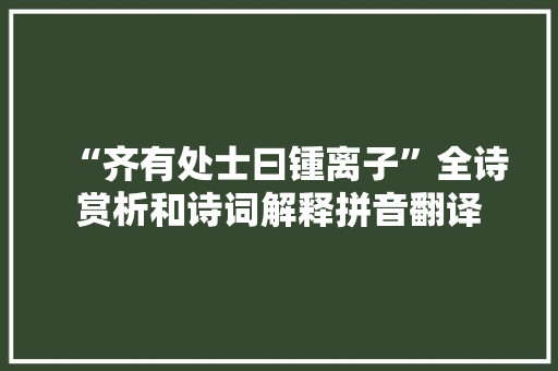 “齐有处士曰锺离子”全诗赏析和诗词解释拼音翻译