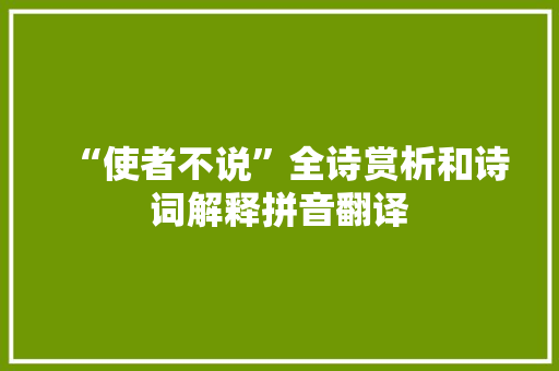 “使者不说”全诗赏析和诗词解释拼音翻译