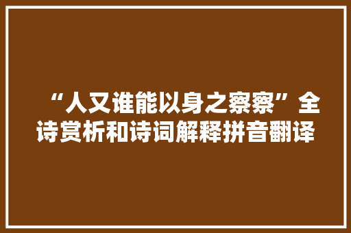 “人又谁能以身之察察”全诗赏析和诗词解释拼音翻译