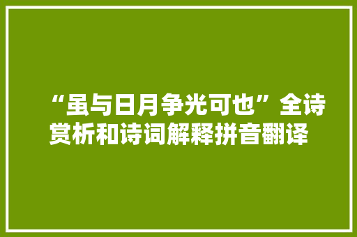 “虽与日月争光可也”全诗赏析和诗词解释拼音翻译