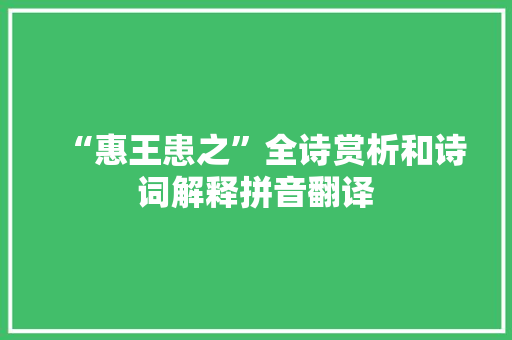 “惠王患之”全诗赏析和诗词解释拼音翻译