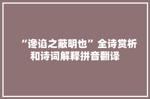 “谗谄之蔽明也”全诗赏析和诗词解释拼音翻译
