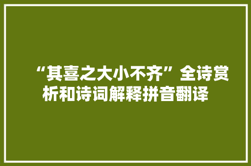 “其喜之大小不齐”全诗赏析和诗词解释拼音翻译