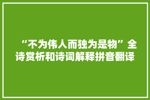 “不为伟人而独为是物”全诗赏析和诗词解释拼音翻译