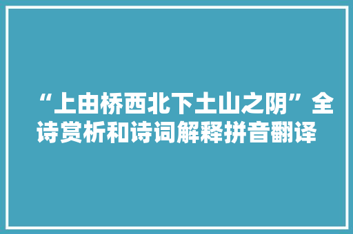“上由桥西北下土山之阴”全诗赏析和诗词解释拼音翻译