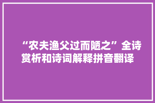 “农夫渔父过而陋之”全诗赏析和诗词解释拼音翻译