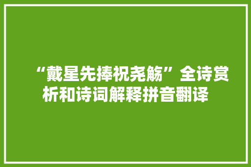 “戴星先捧祝尧觞”全诗赏析和诗词解释拼音翻译